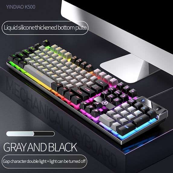 ZZkhGO Floating Mechanical Gaming Keyboard, Ultra Slim LED Backlit Keyboard, Spill Resistant Wired Keyboard for Desktop Computers