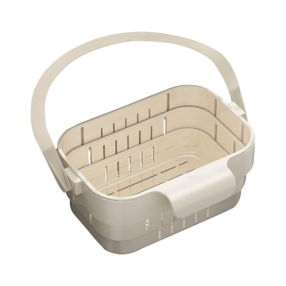Staron Foldable Over Sink Strainer Basket, Adjustable Hanging Vegetable Fruit Colander with Handle, Multifunctional Pasta Draining Basket for Kitchen Sink, White