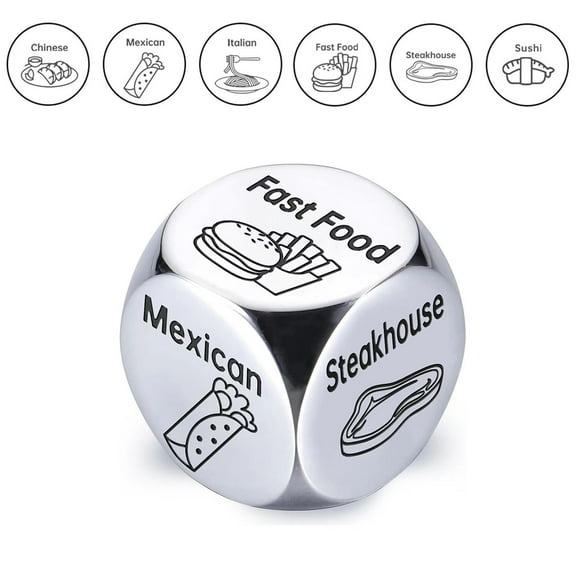 Staron Food Decision Dice, Metal Multi-sided Choice Game, Interactive Board Game Match for Parties and Family