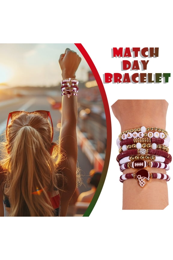 Game Day Bracelets for Sports Fans Women and Men, Stackable Charm Bangle Jewelry for Football Accessories