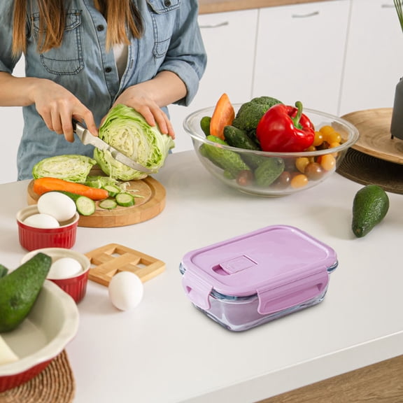 ZZkhGO Glass Bento Box for Microwave, Heating Lunch Food Container, Durable Fresh-Keeping Box for Meal Preparation Food Storage