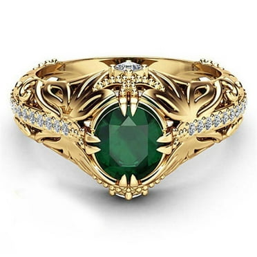 Staron Gold Rings for Women Non Tarnish Vintage Rings Fashion Zirconia Chunky Rings Jewelry Gift, Size 10