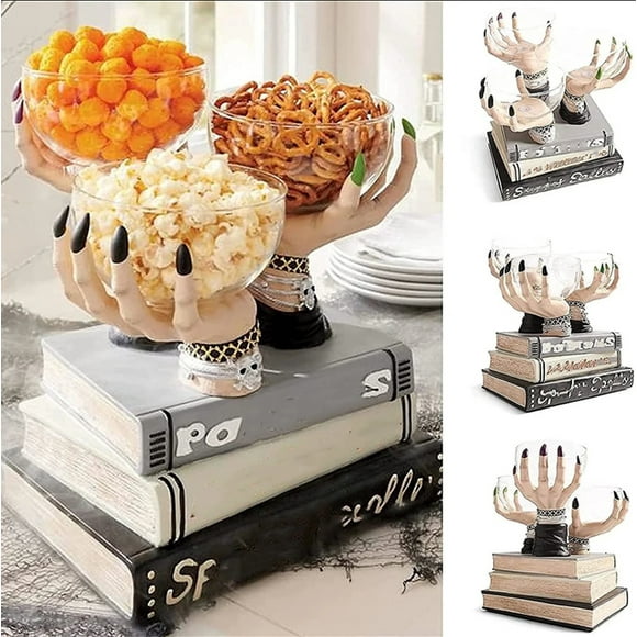 Staron Halloween Resin Witch Hand Snack (Black), Halloween Resin Witch Hand Snack Bowl Holders Decoration Can Hold Snacks Halloween Candy Bowl Holders