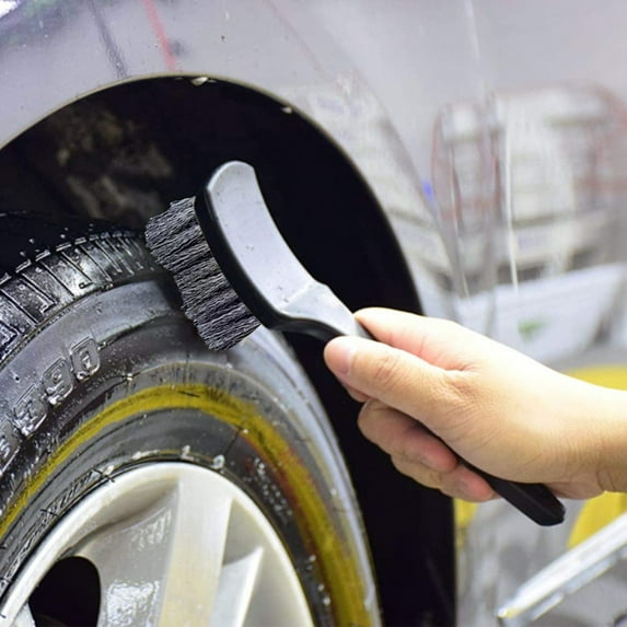 Staron Hard Bristle Tire Cleaning Brush, Multifunctional Wheel Hub Scrubber for Car Rims, Automotive Detailing Tool