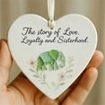 thumbnail image 1 of Staron Heart Shaped Sea Glass Friendship Ornament, Ceramic Base with Inspirational Quote, Symbolic Gift for Sisters Close Friends Special Bonds, 1 of 2