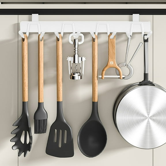 ZZkhGO Hooks, Stainless Steel No Drill Wall Mounted, Kitchen Bathroom Cabinet Door Organizer