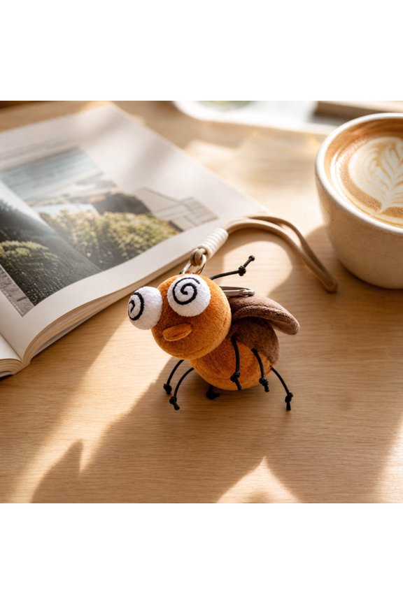 Insect Stuffed Keychain, Soft Plush Mosquito Cockroach Pendant for Backpack, Mini Bug Hanging Ornament with Detachable Lanyard for Bag Car Decor