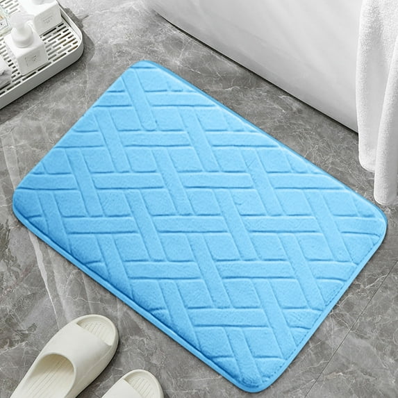 Staron Memory Foam Bath Mat 24 x 16", Bath Mats for Bathroom (Blue), Extra Soft Absorbent Machine Washable Bathroom Rugs Non Slip Bath Rug Bathroom Mat for Shower Floors
