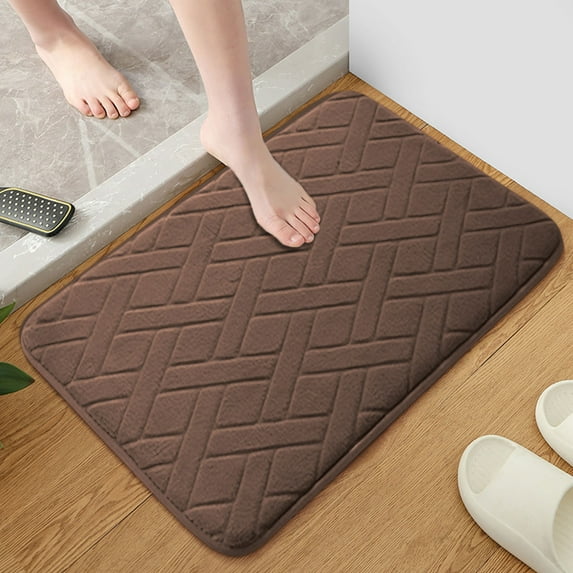 Staron Memory Foam Bath Mat 24 x 16", Bath Mats for Bathroom (Brown), Extra Soft Absorbent Machine Washable Bathroom Rugs Non Slip Bath Rug Bathroom Mat for Shower Floors