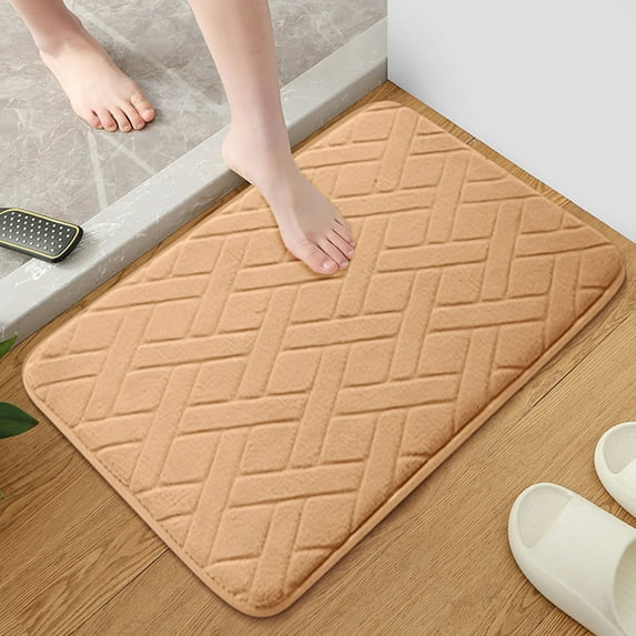 Staron Memory Foam Bath Mat 24 x 16", Bath Mats for Bathroom (Yellow), Extra Soft Absorbent Machine Washable Bathroom Rugs Non Slip Bath Rug Bathroom Mat for Shower Floors