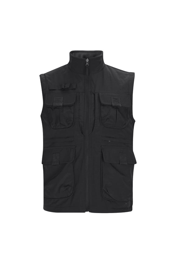 Men's Outdoor Fishing Hiking Vest Jacket Breathable Mesh Lightweight Travel Photography Casual with Pockets, Black M