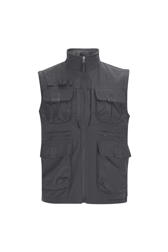 Men's Outdoor Fishing Hiking Vest Jacket Breathable Mesh Lightweight Travel Photography Casual with Pockets, Gray M