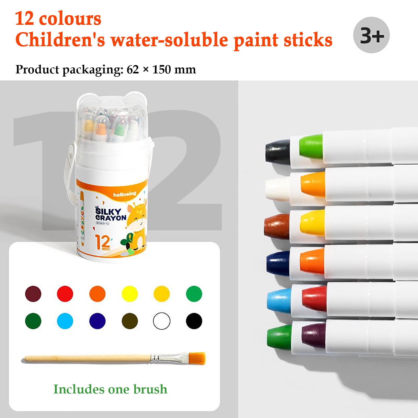 Staron Mess-Free Washable Crayons for Toddlers, Silk Speed Drying Oil Painting Sticks Barrel Colorful Pens, 12/24/36/48pcs Portable Art Set with Tin Case for Kids Travel Playdates Fine Motor Skills