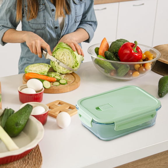 ZZkhGO Microwave Safe Glass Bento Box, Heatable Lunch Container, Leak-Proof Fresh-Keeping Box for Meal Prep Food Storage