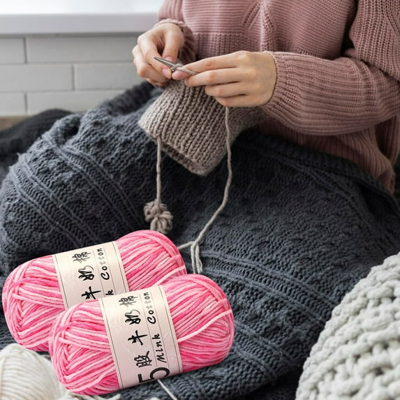 Staron Milk Cotton Gradient Yarn, 5 Strands Hand-woven DIY Knitting Thread for Dolls Baby Sweaters, Wool Ball