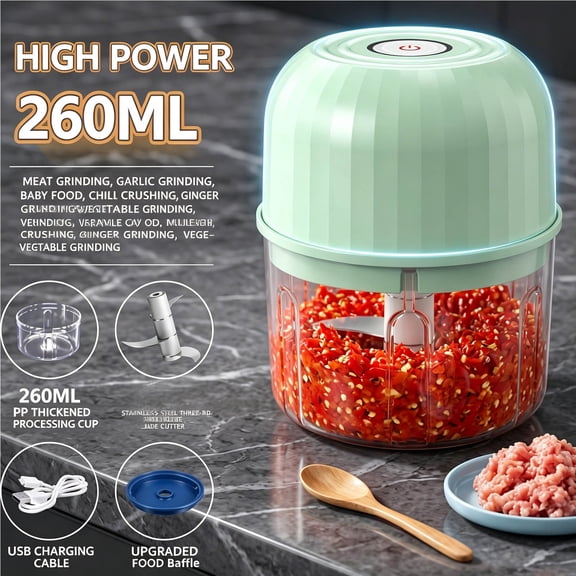 Staron Mini Garlic Chopper, Stainless Steel Blades USB Rechargeable Portable Food Mincer, Wireless Small Food Processor for Garlic Chili Spices Food