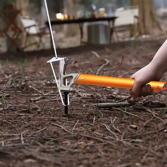 ZZkhGO Multifunctional Camping Nail Puller, Aluminum Alloy Handle Stainless Steel, Ground Nail Remover for Tents Outdoor