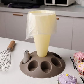 ZZkhGO Piping Bag Holder, 8 Nozzle Slots Decorating Tool, Plastic Bag Stand for Cake Frosting