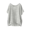 thumbnail image 1 of Staron Plus Size Summer T-Shirts for Women Casual Loose Side Slit Round Neck Short Sleeve Solid Blouse, White 4XL, 1 of 6
