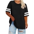 thumbnail image 1 of Staron Plus Size Women's Casual T-Shirt Round Neck Short Sleeve Basic Solid Color Spring Summer Loose Comfy Top, Black 3XL, 1 of 5