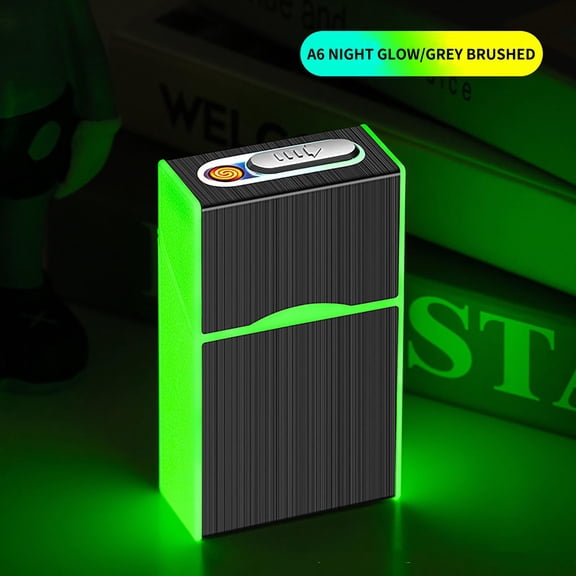ZZkhGO Rechargeable Cigarette Case, Aluminum Alloy Cigarette Pack, Complete Lighter Set for Men