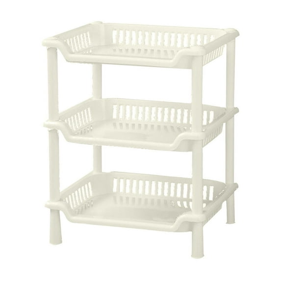 Staron Rectangular Three-layer Storage Rack, Bathroom Kitchen Plastic Floor Standing Organizer, Multi-purpose Shelf Unit