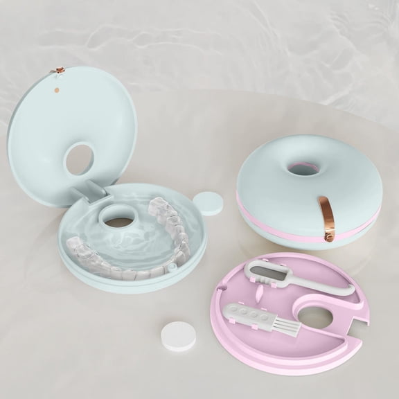 Staron Sealed Dental Brace Box, Waterproof Retainer Case with Cleaning Tools, Travel Storage Organizer for Invisible Braces Aligners Retainers, Green