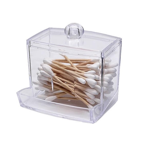 Staron Small Clear Acrylic Qtip Holder Dispenser for Cotton Swabs, Balls, Pads, Plastic Qtips Holder