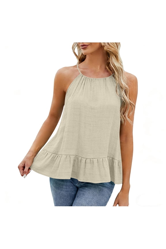 Spring Summer Tops for Women Casual Vacation Party Bandeau Lace Strapless Sleeveless Blouse, Khaki S
