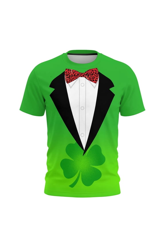 Spring Summer Tops for Women St Patrick's Day Printed Casual Loose Short Sleeve Round Neck Basic Tee Shirt, Green XXL