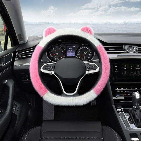 ZZkhGO Steering Wheel Cover, Plush Warm Winter Wheel Cover, Elastic Ear Shape Design for Cold Weather
