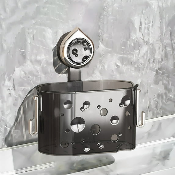 ZZkhGO Storage Rack, Suction Cup Wall Mounted Organizer, Drainage Design Shelf for Kitchen Bathroom Cosmetics