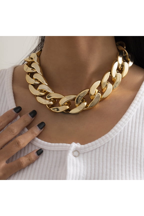 Street Hip-hop Geometric Necklace, Exaggerated Multi-layer Chain for Women Fashion, Trendy Jewelry