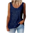 thumbnail image 1 of Staron Summer Casual Sequin Tops for Women Round Neck Sleeveless Relaxed Fashion Party Tank Top, Navy XXL, 1 of 6