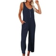 thumbnail image 1 of Staron Summer Jumpsuits for Women Casual Strap Sleeveless Loose Solid Jumpsuit, Navy S, 1 of 5