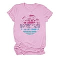 thumbnail image 1 of Staron Summer T-Shirts for Women Beach Printed Round Neck Short Sleeve Casual Loose Comfy Vacation Top, Pink S, 1 of 3
