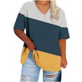 thumbnail image 1 of Staron Summer T-Shirts for Women Oversized V-Neck Short Sleeve Casual Loose Plus Size Basic Tee Shirt, Gray XL, 1 of 4