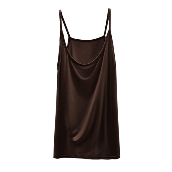 Staron Summer Tank Tops for Women Casual Solid Color Round Neck Sleeveless Loose Comfy Basic Fashion Camisole, Coffee L