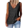 thumbnail image 1 of Staron Summer Tops for Women Sequin V Neck Sleeveless Casual Loose Party Tank Top, Black S, 1 of 5