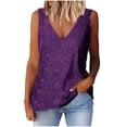 thumbnail image 1 of Staron Summer Tops for Women Sequin V Neck Sleeveless Casual Loose Party Tank Top, Purple XL, 1 of 5