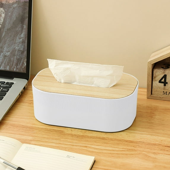 Staron Tissue Box Cover, Rectangle Facial Tissue Box Cover Holder Storage for Bathroom Toilet Bedroom Living Room Table Desk Office