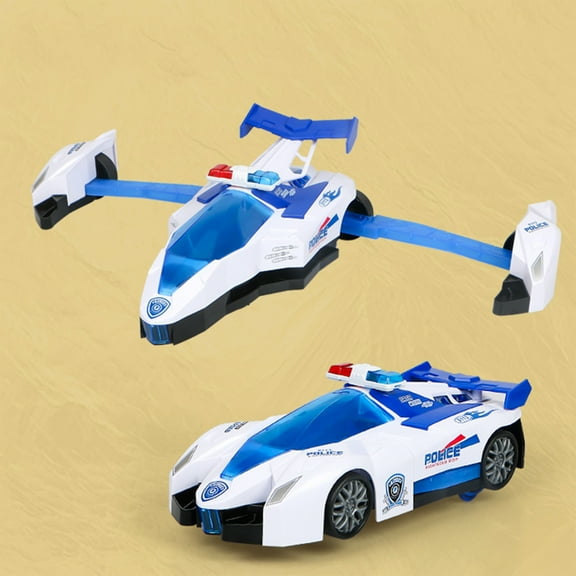 ZZkhGO Transformable Toy Car, Police Car Model with Lights Music, Converting Vehicle Toy for Boys Girls Birthday Gift