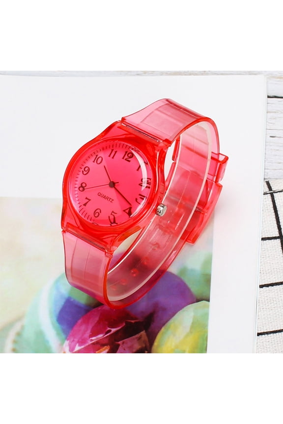Staron Transparent PVC Strap Quartz Watch, Ladies Fashion Dial Watch with Coated Glass, Colorful Plastic Watch