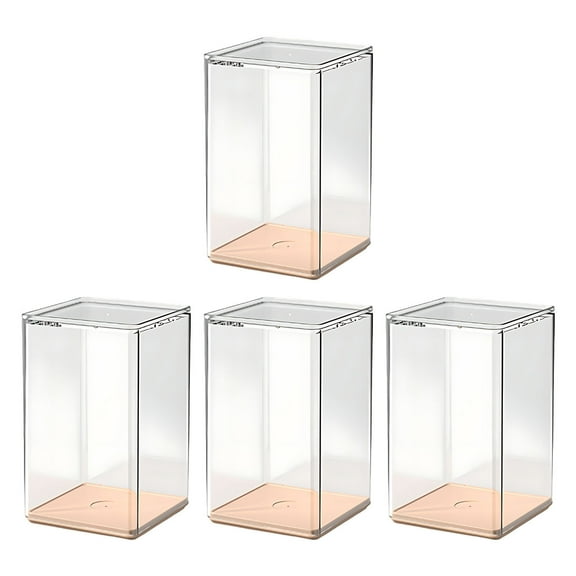 Staron Transparent Toy Figurine Storage Box 4 Pack 5.1x3.1x3.1 Inches, Clear Display Case for Action Figures Collectibles, Figurine Organizer Box Set