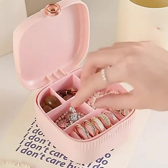 Holiday Savings!Staron Travel Jewelry Case and Organizer with Mirror (Pink), Mini Jewelry Box Jewelry Organizer Case Storage Gift Box Christmas Gifts for Women and Girls