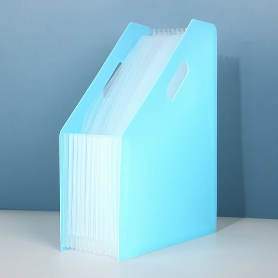 ZZkhGO Vertical File Organizer, Multi-Layer Expandable Folder, Slanted Desktop Document Holder for Papers Office Supplies