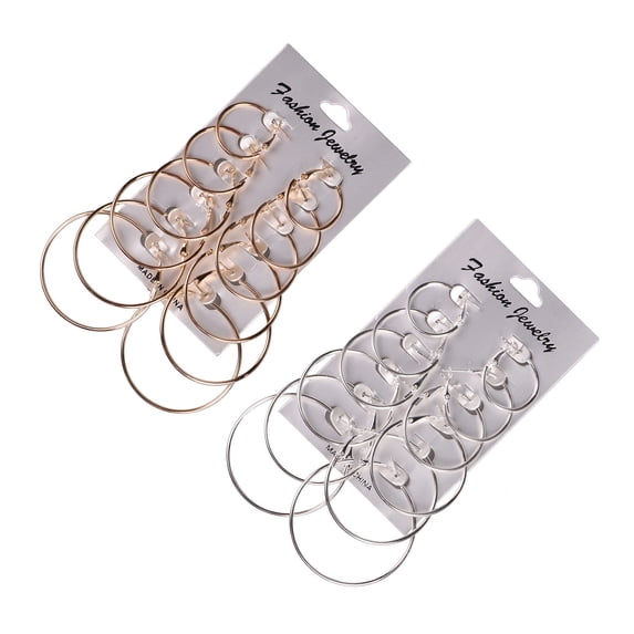 Staron Vintage Big Hoop Earrings Set, 12-Pairs Steampunk Alloy Ear Clips for Women Jewelry, Fashion Earrings Accessories