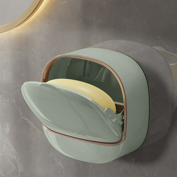 ZZkhGO Wall Soap Box, Non-Perforated Soap Holder, Flip-Cover Soap Dish for Bathroom Shower Sink Counter
