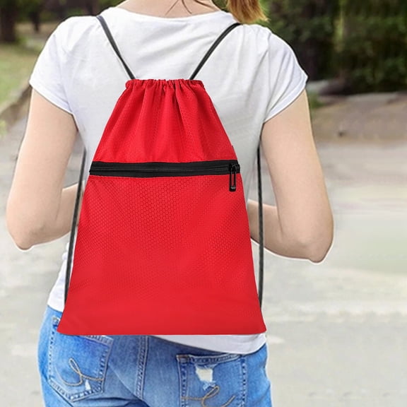 Staron Waterproof Sports Drawstring Backpack, Oxford Cloth Fitness Bag with Small Pocket, Lightweight Storage for Gym, Travel and Outdoor