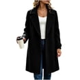 thumbnail image 1 of Staron Winter Coats for Women Wool Blend Pea Coat Collared Long Sleeve Button Down Casual Loose Fall Jacket Black XXL, 1 of 7